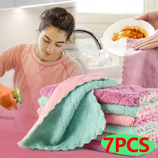 Panno in microfibra salviette magiche per la pulizia dei piatti cucina riutilizzabile cuscinetti magici addensati per Panno in microfibra salviette magiche per la pulizia dei piatti cucina riutilizzabile cuscinetti magici addensati per