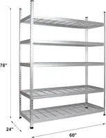 Heavy Duty Adjustable Storage Shelving Unit 5 Shelf High-Grade Aluminum Silver 60 X 24 X 78 Inch Durable 2