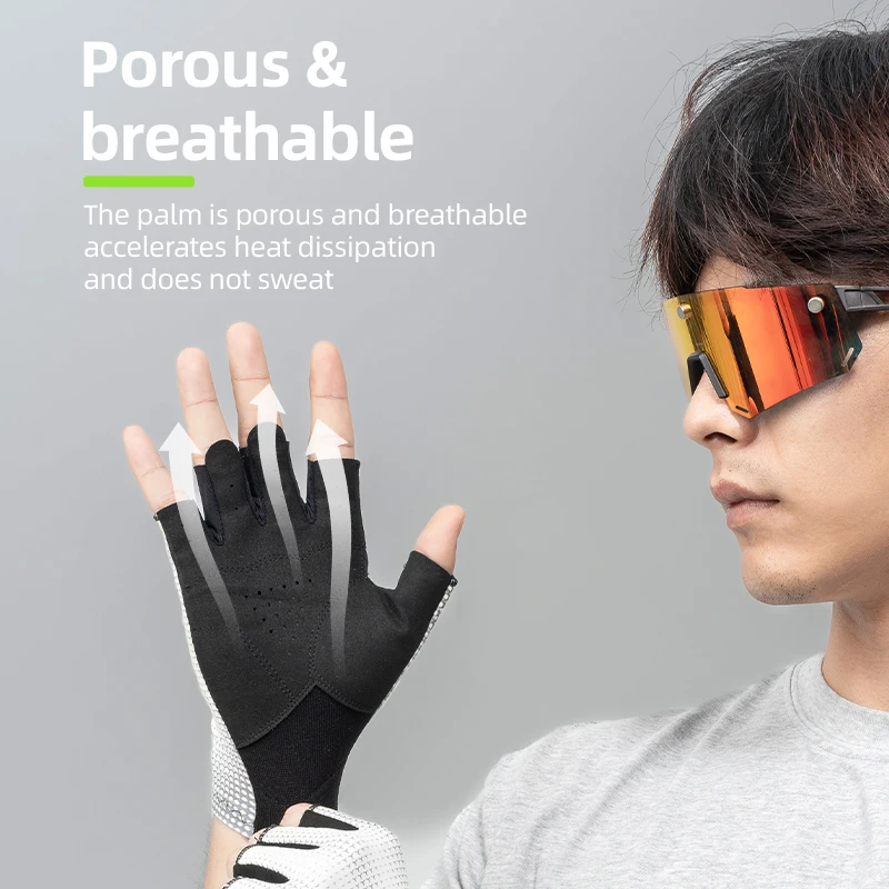 ROCKBROS Half Finger Gloves Summer Bicycle Gloves Anti-Slip Shock-Absorbing Cycling Fingerless Breathable Gym Gloves 3