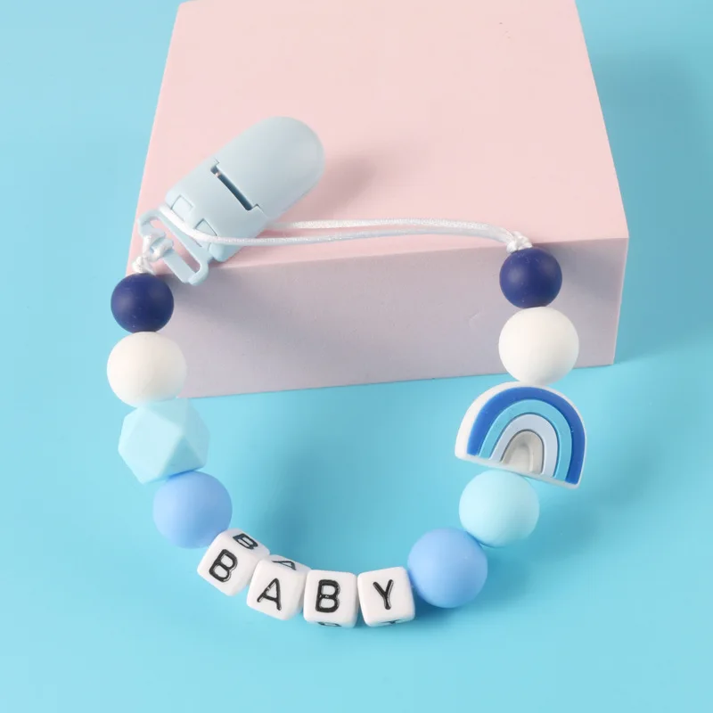 Personalized Name Pacifier Holder Chain Handmade Beech Wooden Clip Cilicone Teether Baby Teething Toy Newborn Chew Gift teething toys