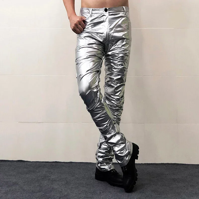 Pantaloni Da Moto In Pelle Da Uomo Punk - Foto 9
