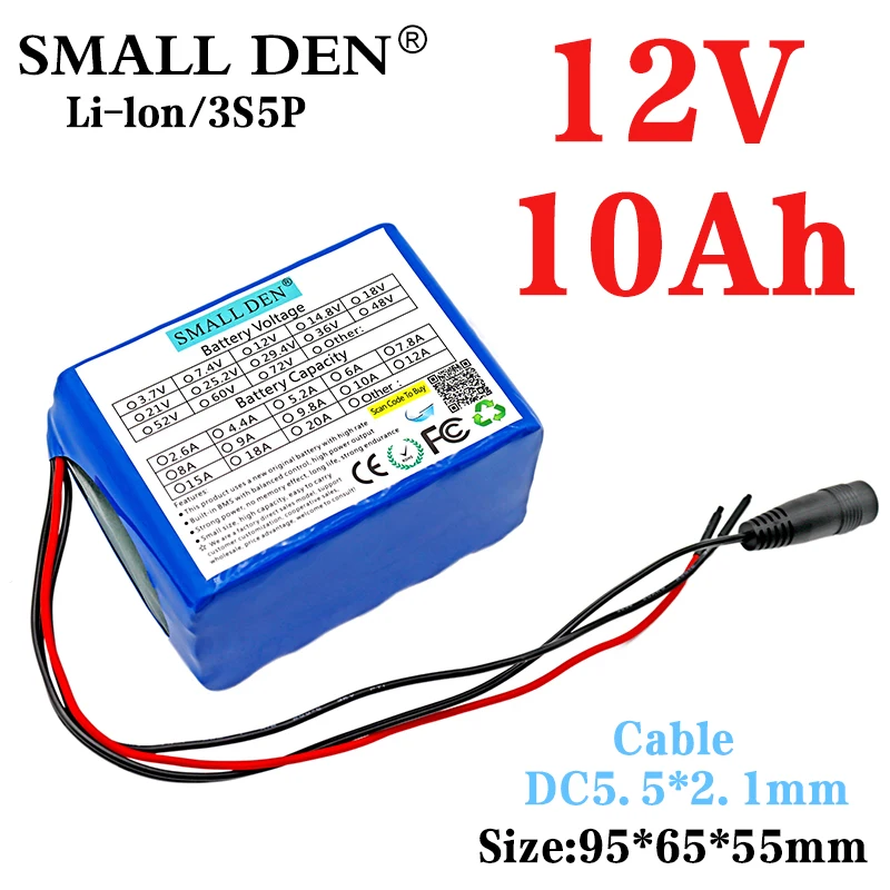 12V 10Ah 18650 wiederaufladbare lithium batterie pack 12V elektrische ...