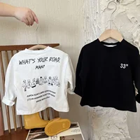 Childrens Long Sleeved T-shirt for Spring and Autumn New Pure Cotton Loose Top for Boys and Girls Korean Casual Trend Base Shirt 1