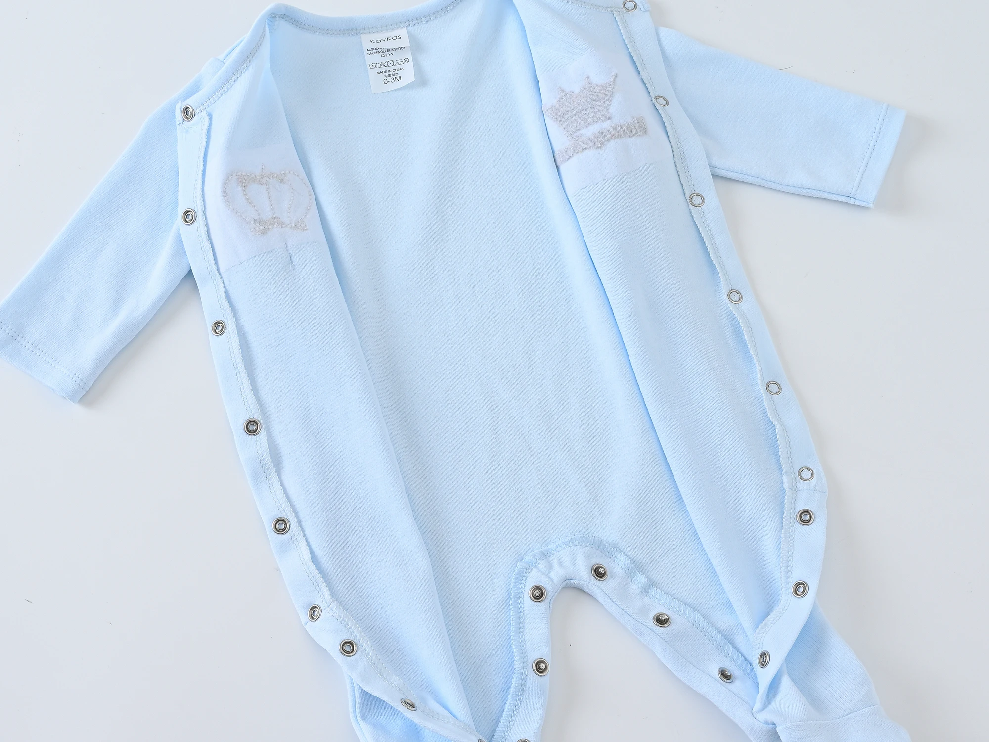 Honeyzone Pyjama Bebe Spring Autum Baby Boy Clothes Set Blue Crown Print Jumpsuit Full Sleeve Newborn Romper Sleep 0 To 12 Month baby jumpsuit baby sleepwear