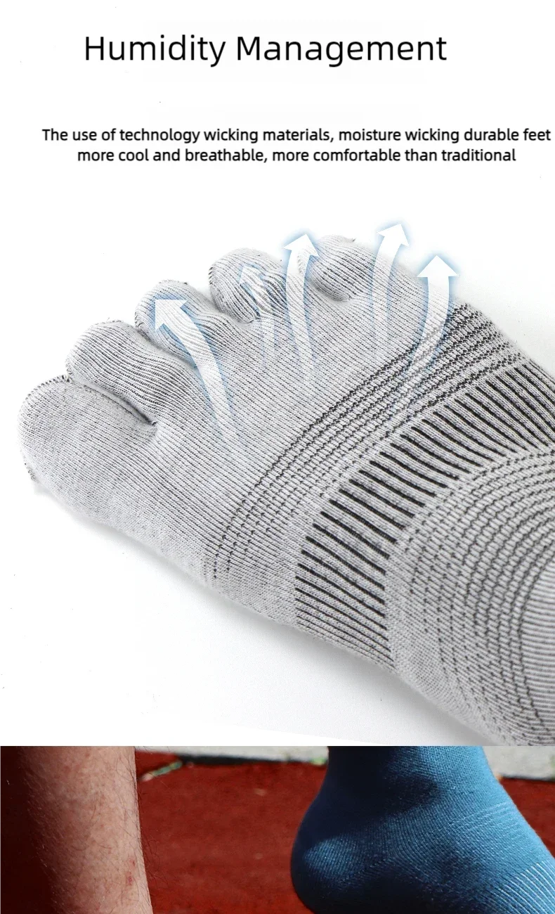 1/3 Paar COOLMAX Sport-Laufsocken mit fünf Zehen, schnell trocknend, atmungsaktiv, Anti-Blisten, Marathon-Zehensocken für Männer und Frauen – Detail 10