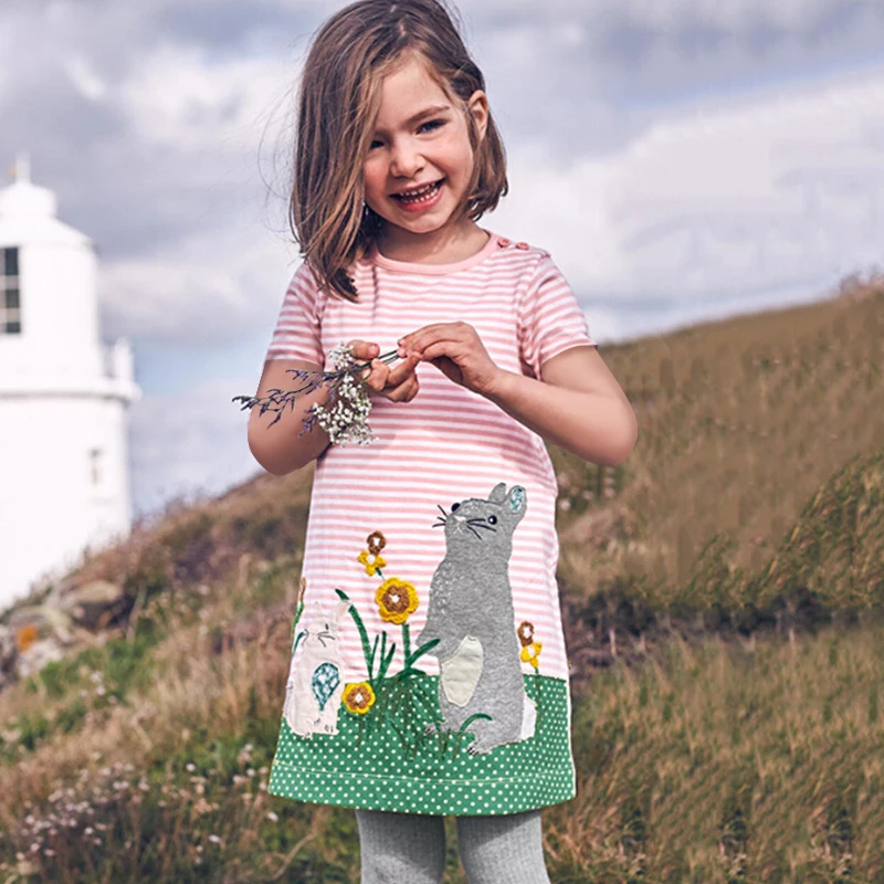 1-6 Jahre Kinder Mädchen Kleid Kleines Mädchen Kleid Niedlich Kurzarm Cartoon T-Shirt Kinder Casual Catton Kleider Sommer Neue Stil – Detail 5