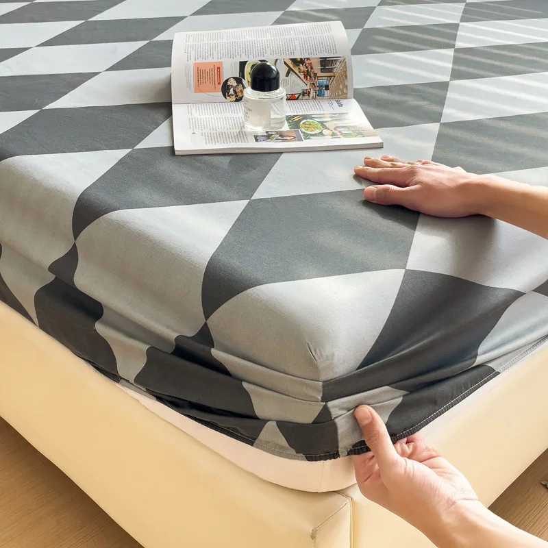Polyester Cute Bear Bedding Fitted Sheet Elastic Band Around Mattress Cover Twin Full Queen King Bed Cover Protector Bedspread 3