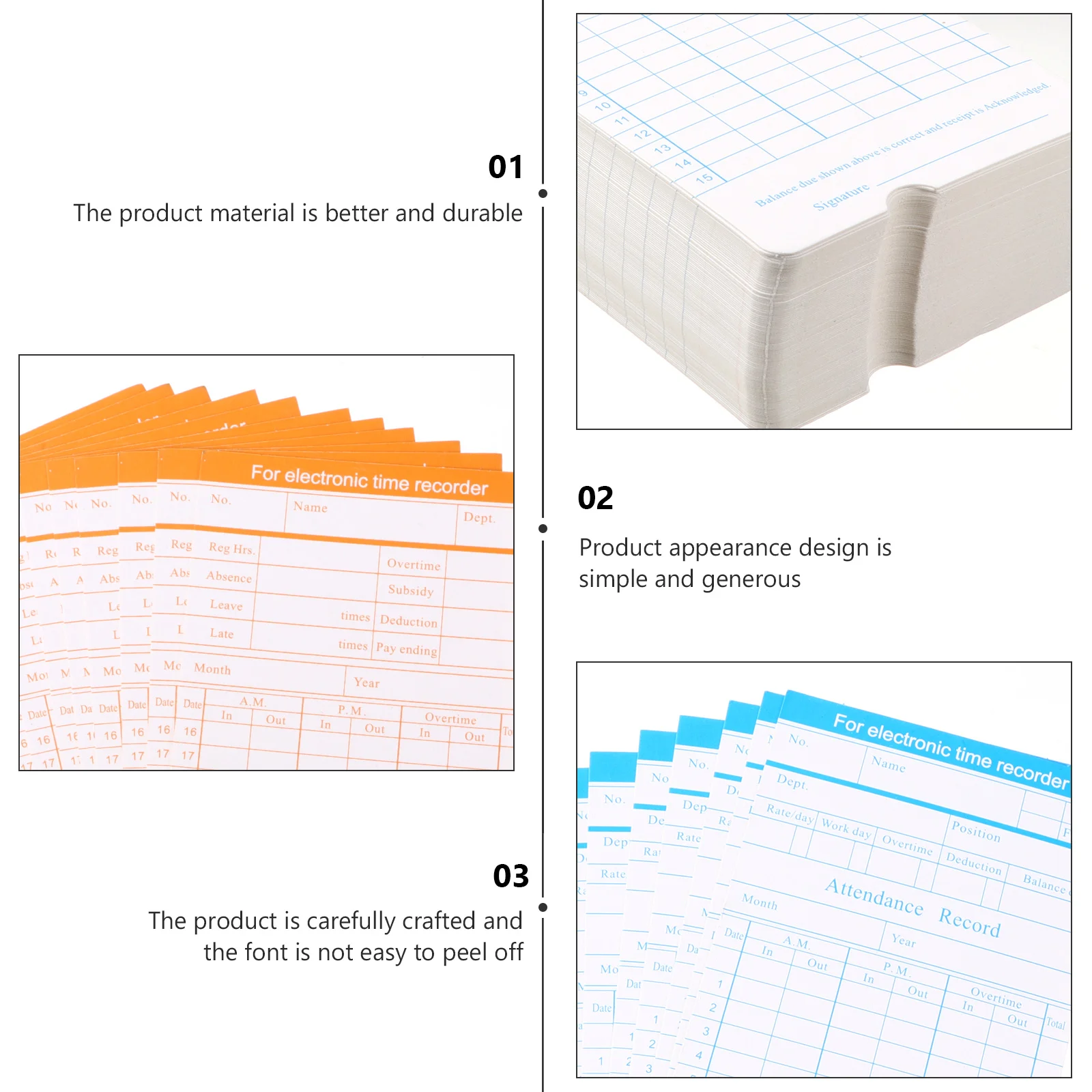 Attendance Card Time Clocking Cards for Company of Office Commuting Records Recorder Recording Monthly Clocks