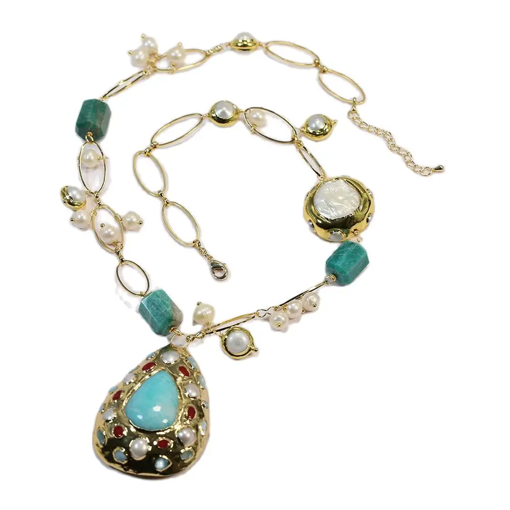 Gg Jewelry Freshwater Cultured White Keshi Pearl Green Peruvian