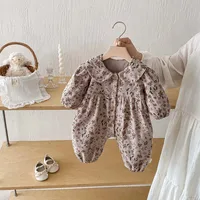 Autumn baby girl floral doll collar jumpsuit, baby girl long sleeve comfortable jumpsuit, very suitable for home and going out t