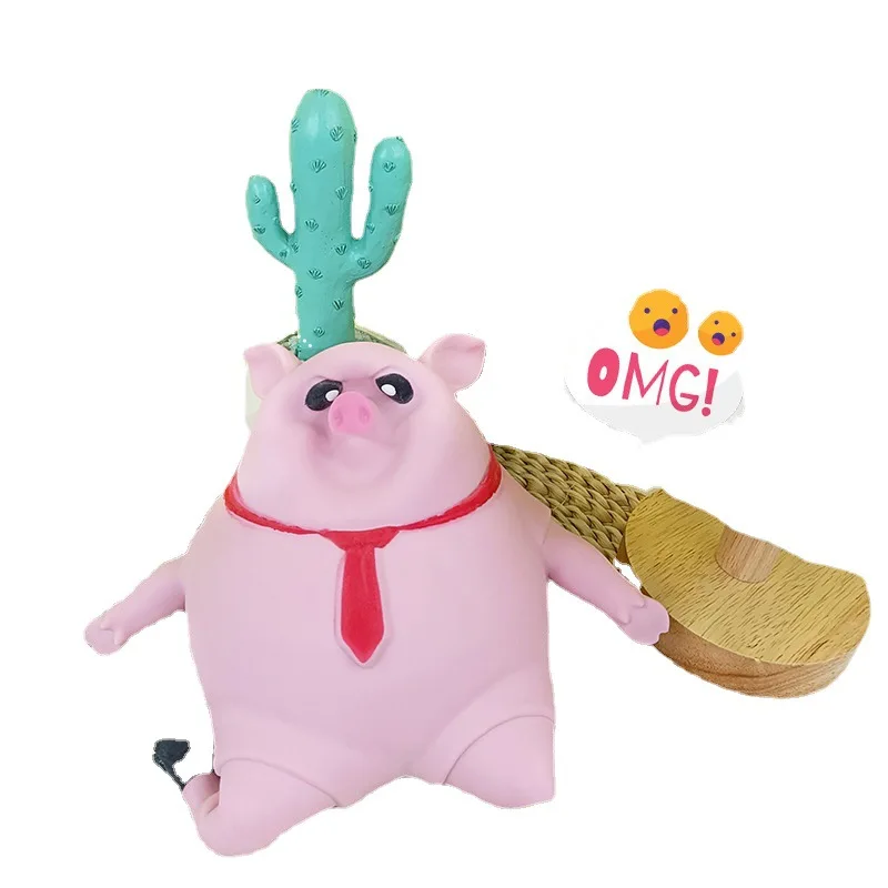 Pet Toys Squeezing Pink Pig Stress Relief Toy Cute Squeezing Animal Little Pig Doll
