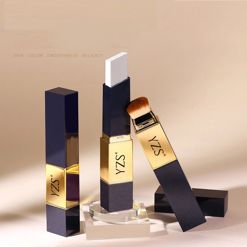 YZS Facial Concealer Stick with Brush Double-headed Temperature Changed Foundation Brighten Moisturizing Spot Acne Cover Makeup