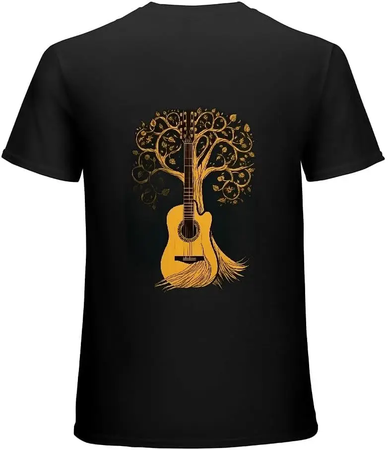 

Мужская футболка Shiartex с коротким рукавом-дизайн акустической гитары-Модная и удобная черная