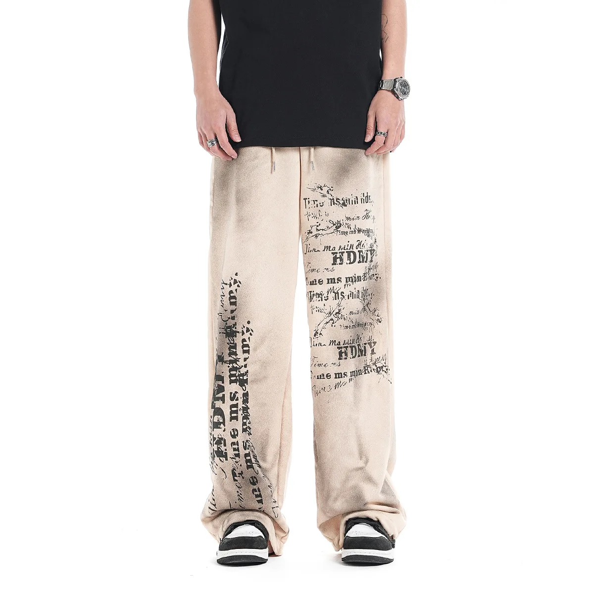 

Модные граффити мешковатые прямые штаны повседневные брюки для уличного танца для мужчин и женщин