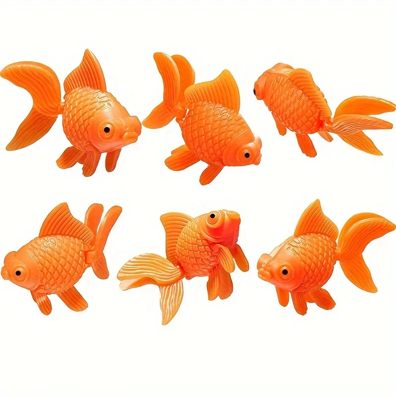 Orange Goldfish-Realistic Floating Artificial Aquarium Decoration Durable PVC Creating a lifelike aquarium atmosphere 6pcs fish aquarium