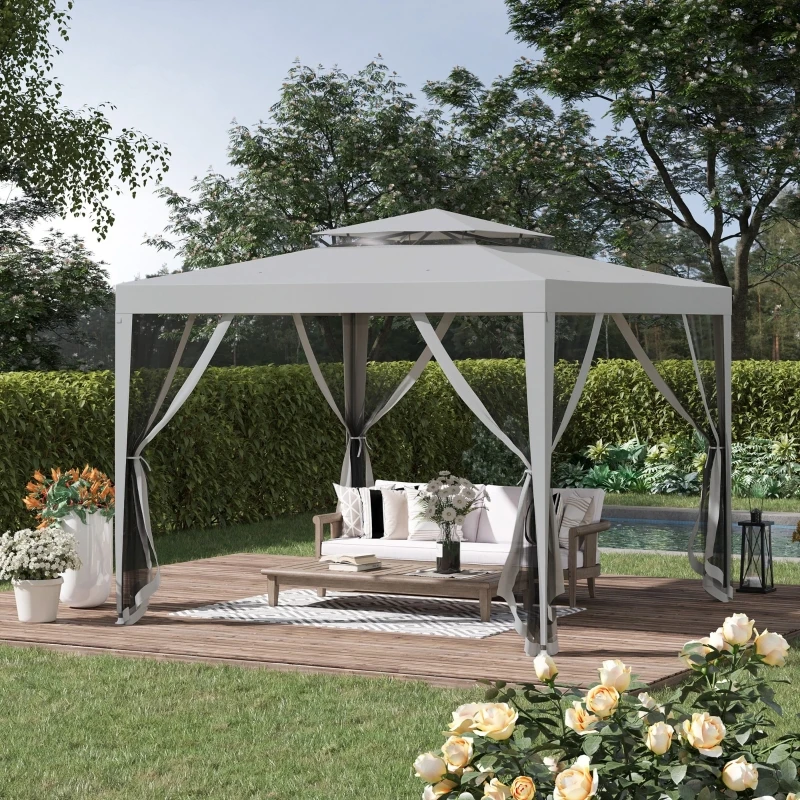 3 x 3 m Party gazebo Garden gazebo 4 polyester metal mosquito nets 3 x 3 m party gazebo garden gazebo 4 polyester metal mosquito nets
