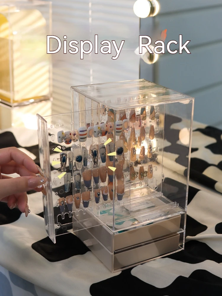 

Wear Armor Storage Box Manicure Art Works Presentation Rack Wearable False Nails Dustproof Transparent Showing Shelf