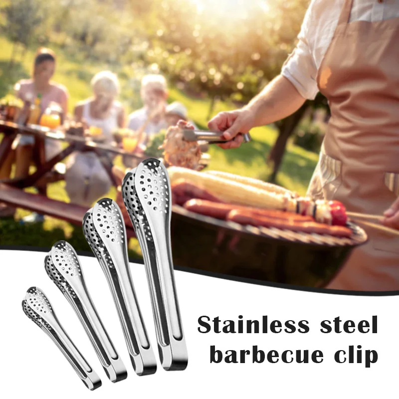 Barbecue Tongs Stainless Steel Steak Clip BBQ Tong Kitchen Grilling Metal Tong Stainless Steel durable Barbecue Grilling