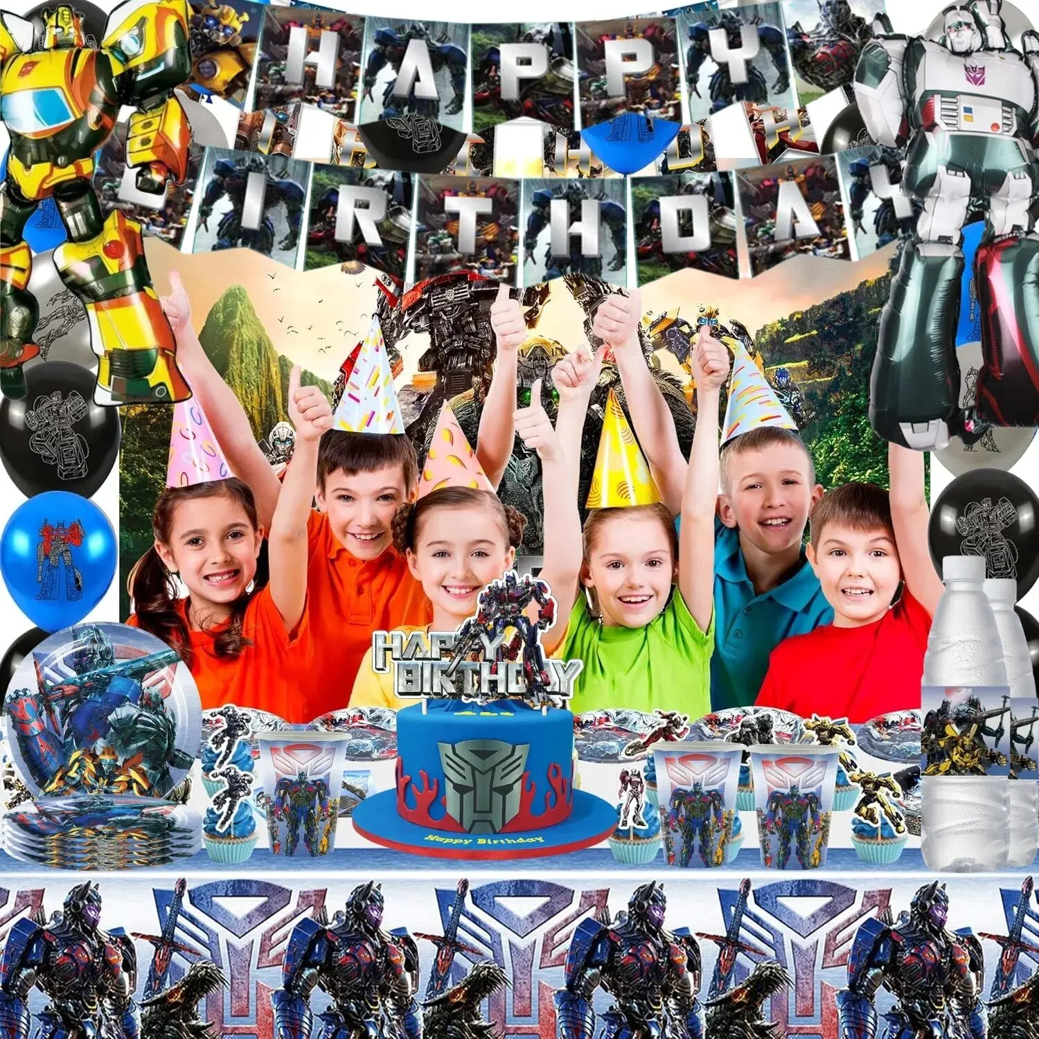 Robot Birthday Party Supplies - Disposable Plates Cups Tablecloth Balloons Gift Bags Backdrop