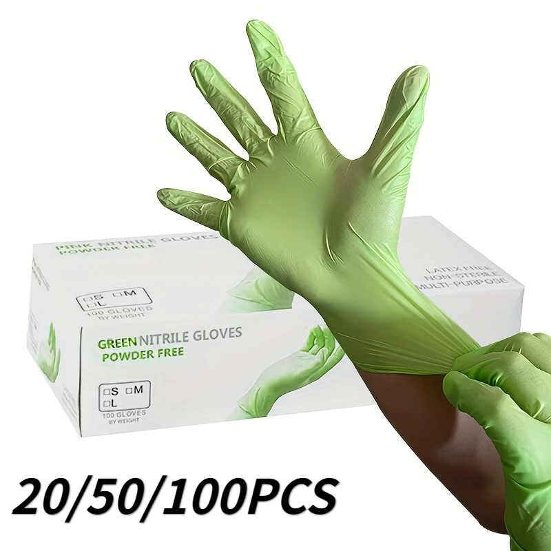 100/50/20PCS Light Green Nitrile Gloves Disposable Waterproof Nitrile Gloves Garden Tattoos Household Dishwashing Cleaning Tools disposable gloves nitrile gloves cleaning gloves garden work gloves