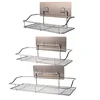 Stainless Steel Bathroom Storage Shower Shelf Punch-Free Kitchen Toilet Wall Hanging Rack Organizer  Bathroom Corner Shelves Set 6