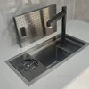 Home Island Bar Mini Small Sink Hidden Stainless Steel Kitchen Sinks Handmade Single-slot with Cup Washer and Vegetable Basin WY 6