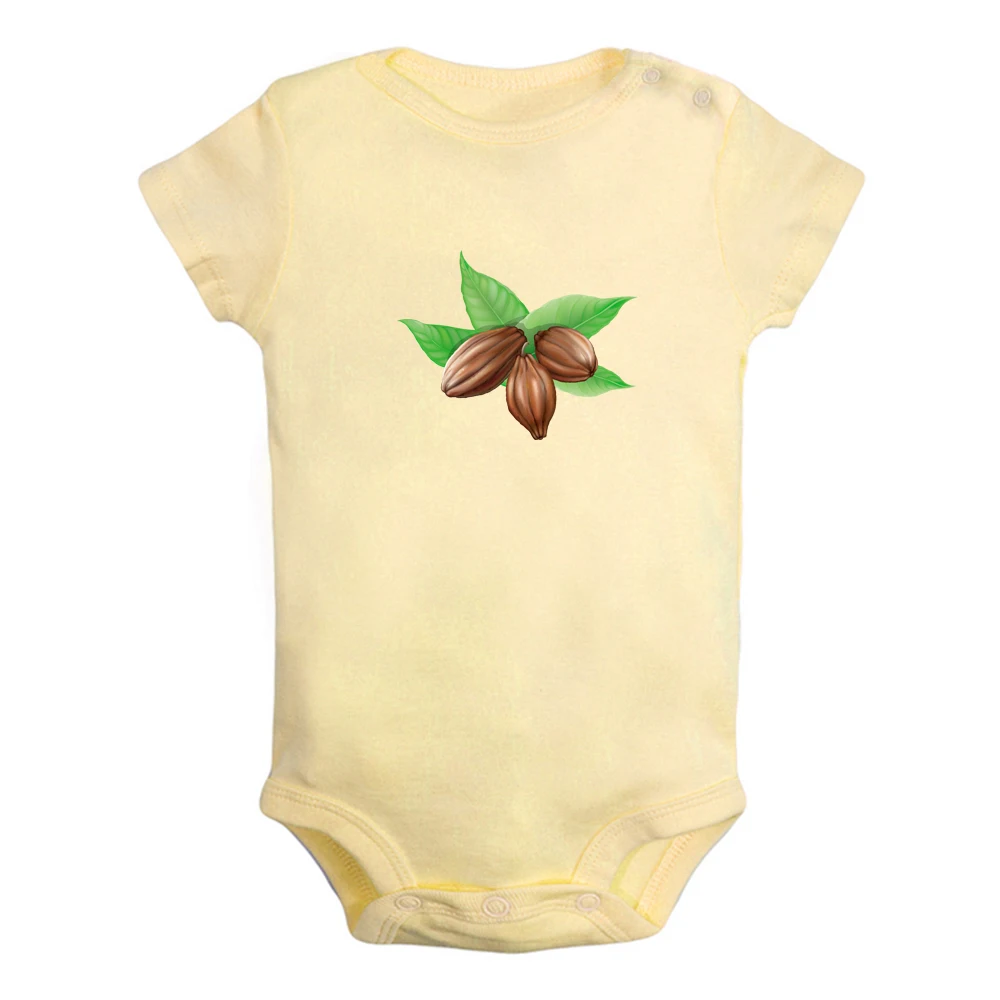 

iDzn NEW Delicious Nut Cacao Cute Fun Print Baby Rompers Boys Girls Bodysuit Infant Short Sleeves Jumpsuit Kids Soft Clothes