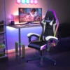 RGB Gaming Chair LED Lights Ergonomic Computer Chair Reclining PU Leather High Back Video Game Chair Adjustable Lumbar Support 2