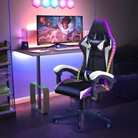 RGB Gaming Chair LED Lights Ergonomic Computer Chair Reclining PU Leather High Back Video Game Chair Adjustable Lumbar Support 2