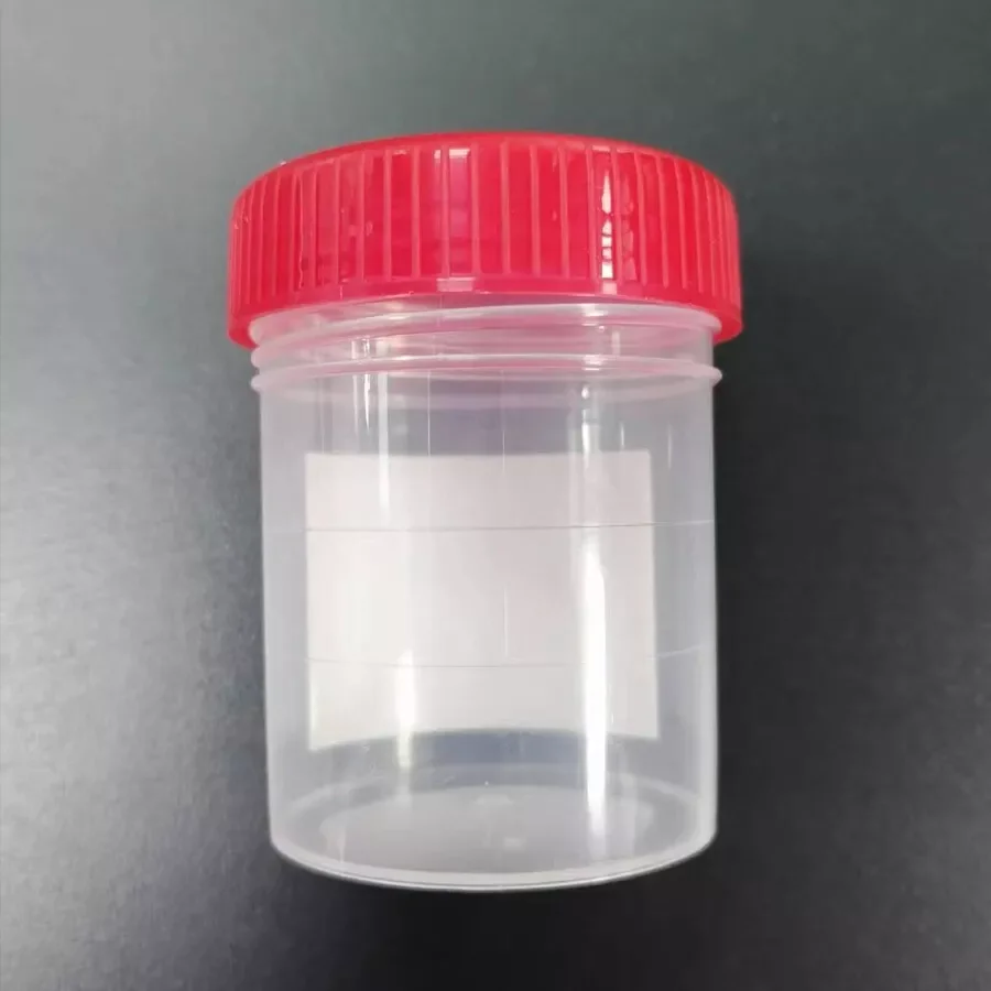 5pcs 60ML Urine Collection Specimen Bottle Sample Top Cup Pot Container Disposable Sampling Sputum Cup with Lid ,scale, Label