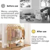 Double Rods Clothing Rack with Wheels, Garment Rack for Hanging Clothes, Multi-functional Bedroom Clothes Rack, Gold 6