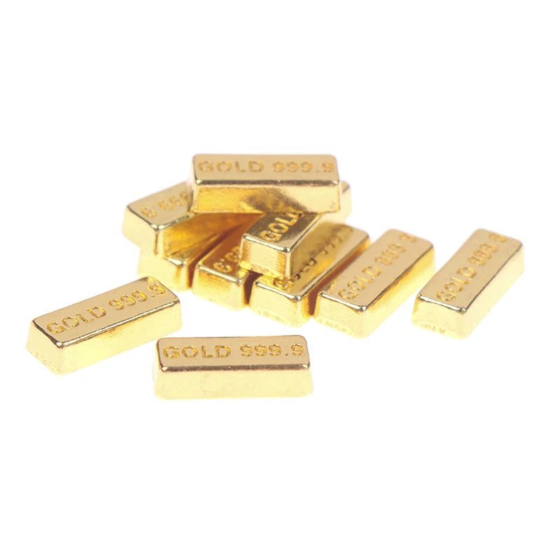 10pcs Miniature Model Doll House Accessories Mini Ruyi Gold Ingot Gold Bar Coin Model Decoration Doll House Simulation Decor 3