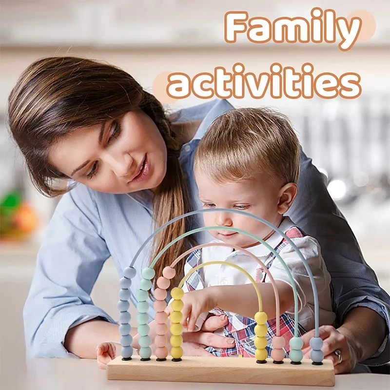Wooden Abacus Montessori toys for kid Arithmetic Calculation Learning Educational Toy for Baby Wooden Bead Abacus Accessories 2