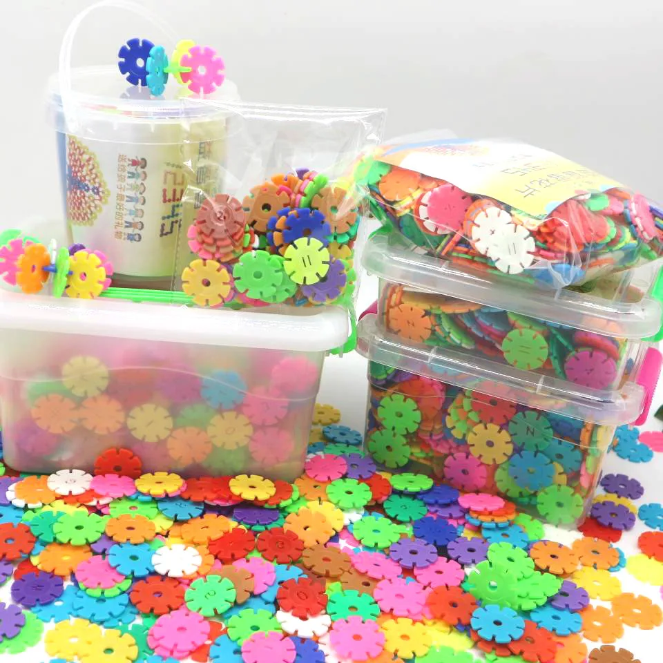 

60/100/200pcs Early Education Insert Bag Snowflake Buliding Block Set Baby Puzzle Plastic Assembling Buliding Blocks Toys