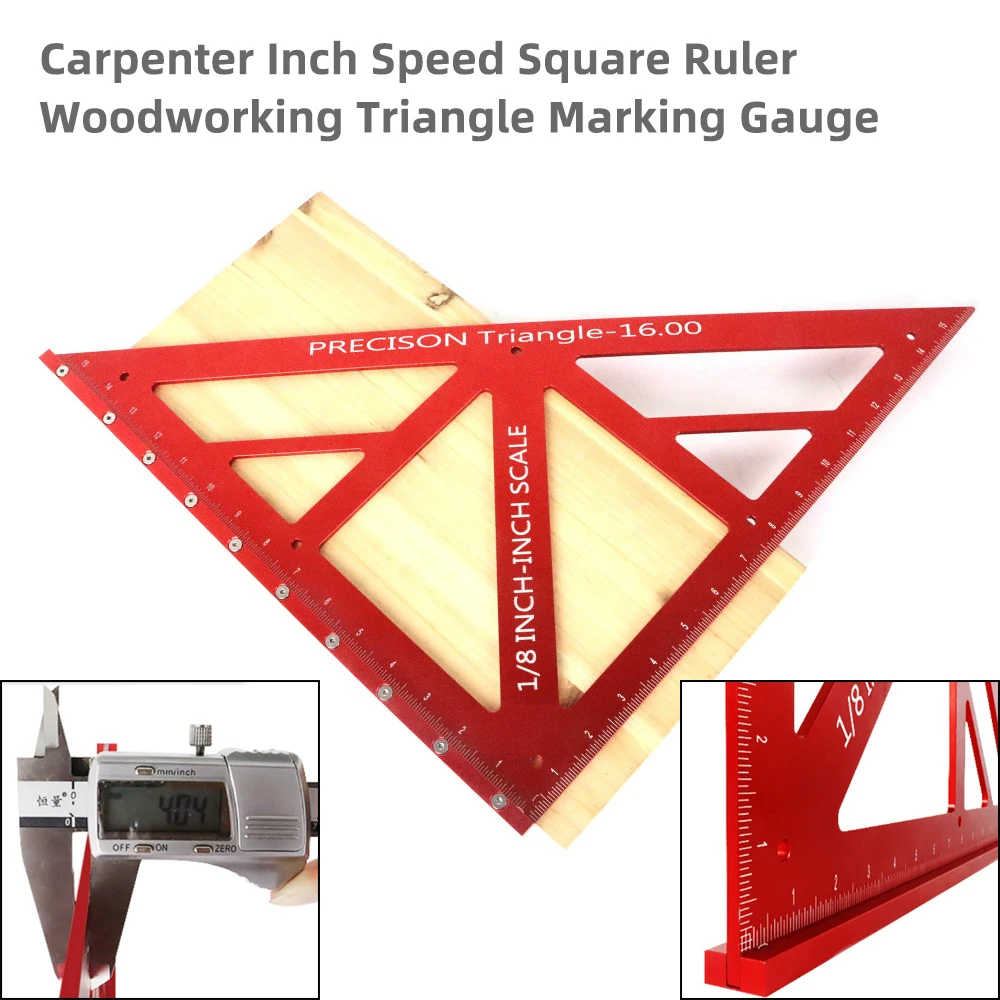 Woodworking Square Ruler 90° Right Angle Aluminum Rafter Square Carpenter Inch Triangle Marking Gauge Framing Square Layout Tool