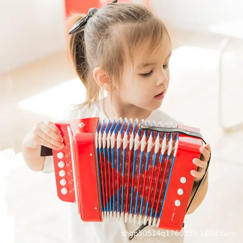 Description Picture 2 of itemOrgan 7 Keys, 2 Bass Children's Accordions, Adult Beginners' Puzzle, Small Instrument Early Education  Instrumento Musical