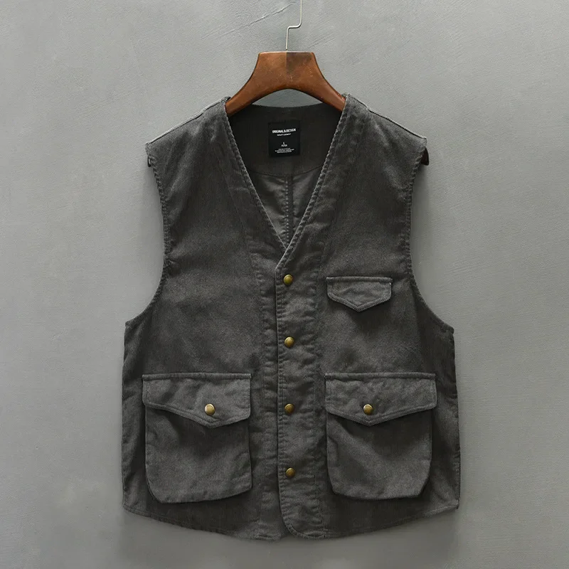 New Autumn Vintage Men's Work Casual Vest Motorcycle Rider Vest from China Mainland Motorcycle Equipment Accessories