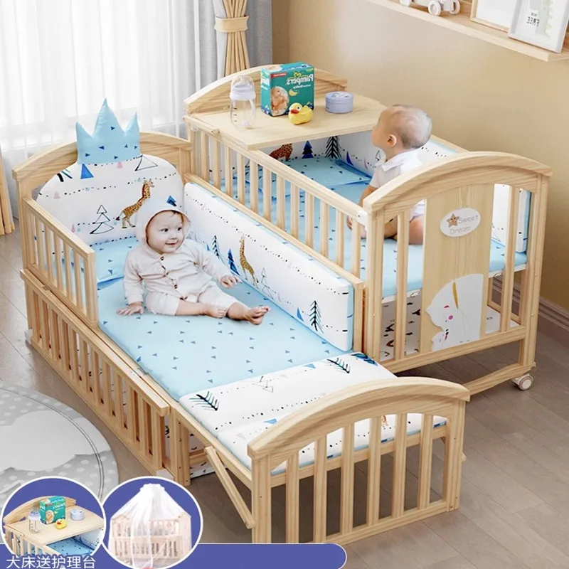 MultifunctionalBabyCribCanExtendTo12AgesElderChildrenBed