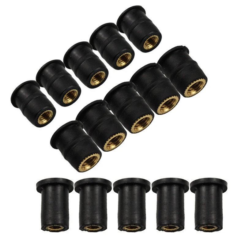 Motorcycle Accessories 10Pcs M4 M5 M6 Metric Rubber Well Nuts Windshield Rivet Nut Crews Bolts For Honda Suzuki Yamaha Kawasaki