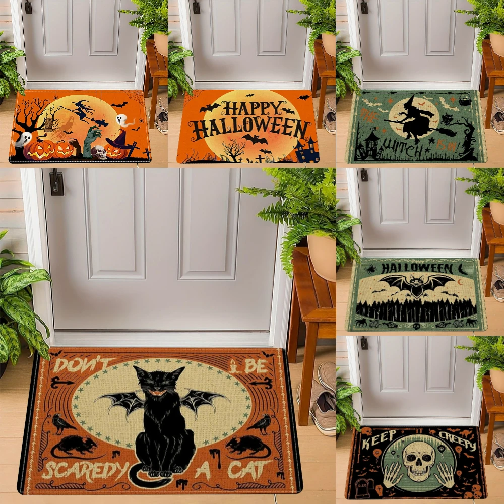 1pcsGothicHalloweenDoormatFeaturingPumpkinandWitchArtNonSlipEntranceRugforLivingRoomBedroomKitchenFloorMat-AliExpress15