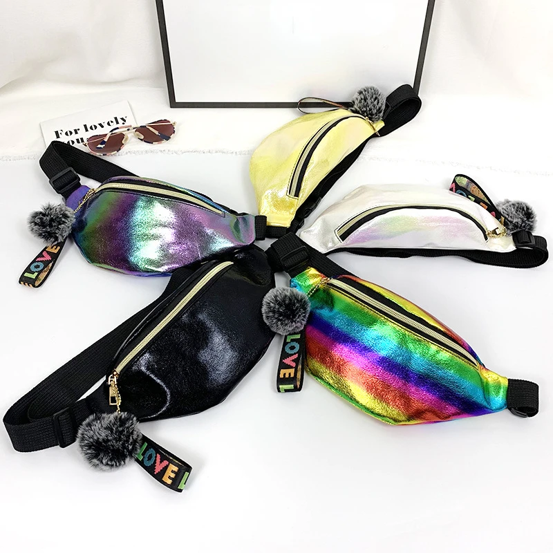 

New PU Laser Sports Outdoor Fashion Waist Bag Versatile Bright Leather Waist Bag Men's and Women's Crossbody Chest Bag