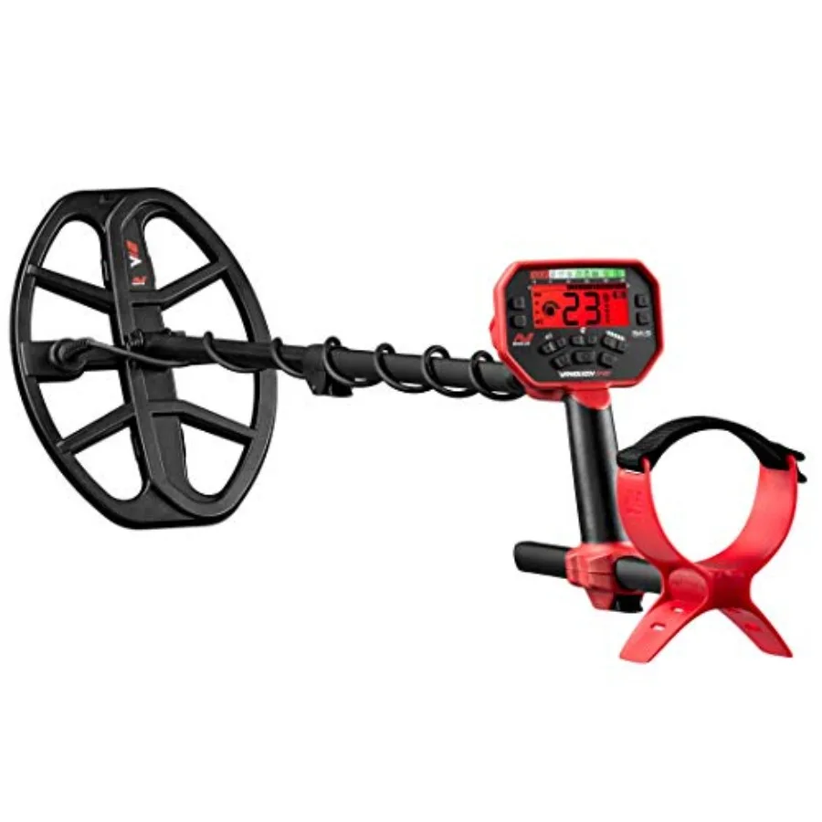 Vanquish 540 Multi-Frequency Pinpointing Metal Detector for Adults with Iron Bias and V12 12"x9" Double-D Waterproof Coil 4 Det