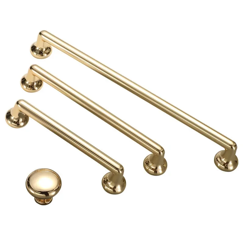 Furniture Cabinet Handle Gold Shiny Luxury Drawer Cupboard Wardrobe Dresser Closet Pull Door Round Ball Knob Wholesale