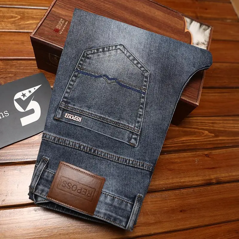 High-end Men's Jeans Trendy Fashion Versatile Slim Fit Stretch Casual Business Office Simple Long Pants 5
