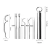 Stainless Steel Toothpick Set Tooth Flossing Reusable Toothpicks Portable Toothpick Floss Teeth Cleaner Oral Cleaning 6