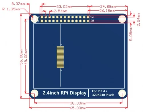 2.4 polegadas, tela TFT para Pi 4B,