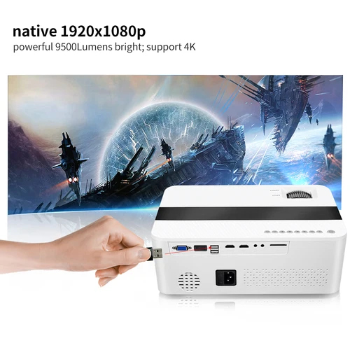 YERSIDA 풀 HD 네이티브 1080P 프로젝터, 5G 와이파이 블루투스 지원, 4K 영화 9500 루멘, 휴대폰 홈 시네마 비머용 3