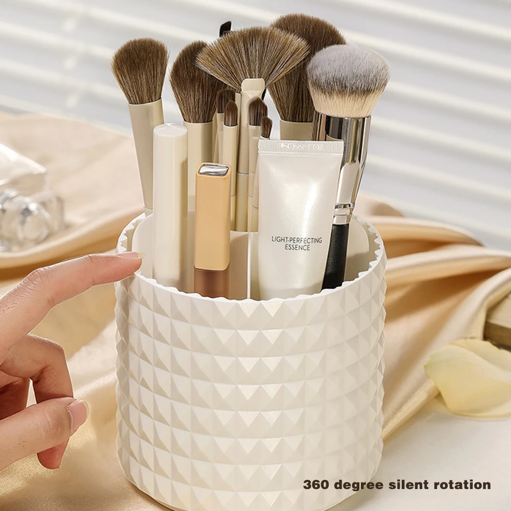 

360 Rotating Large Capacity Transparent Makeup Brush Storage Pen Holder Acrylic Dust with Lid Desktop Cosmetic Storage Box