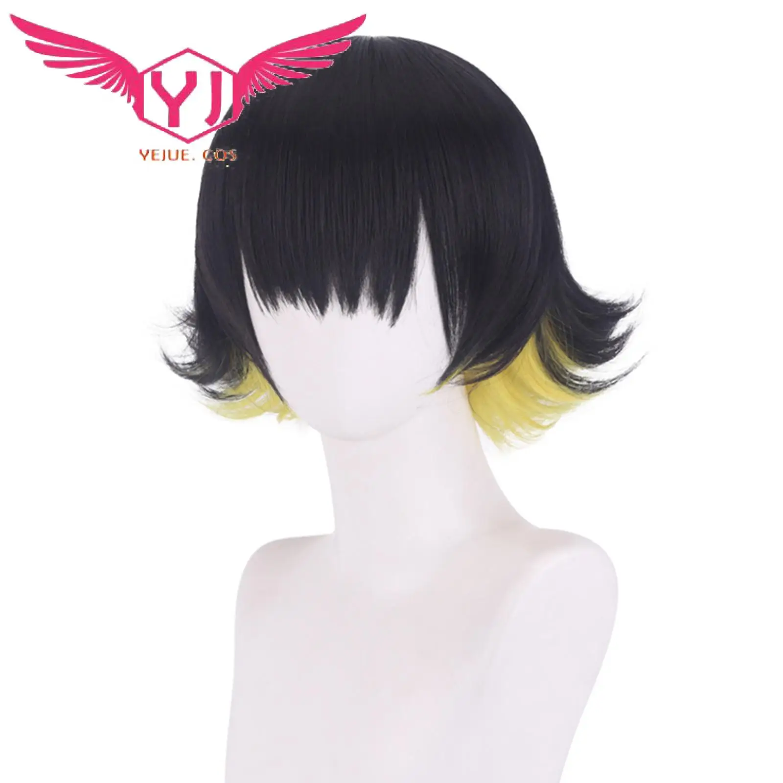 

Anime Blue Lock Black Yellow Hair Bachira Meguru Cosplay Wig Bowl Cut Team Z No.8 Football Player Bob Halloween Accessory