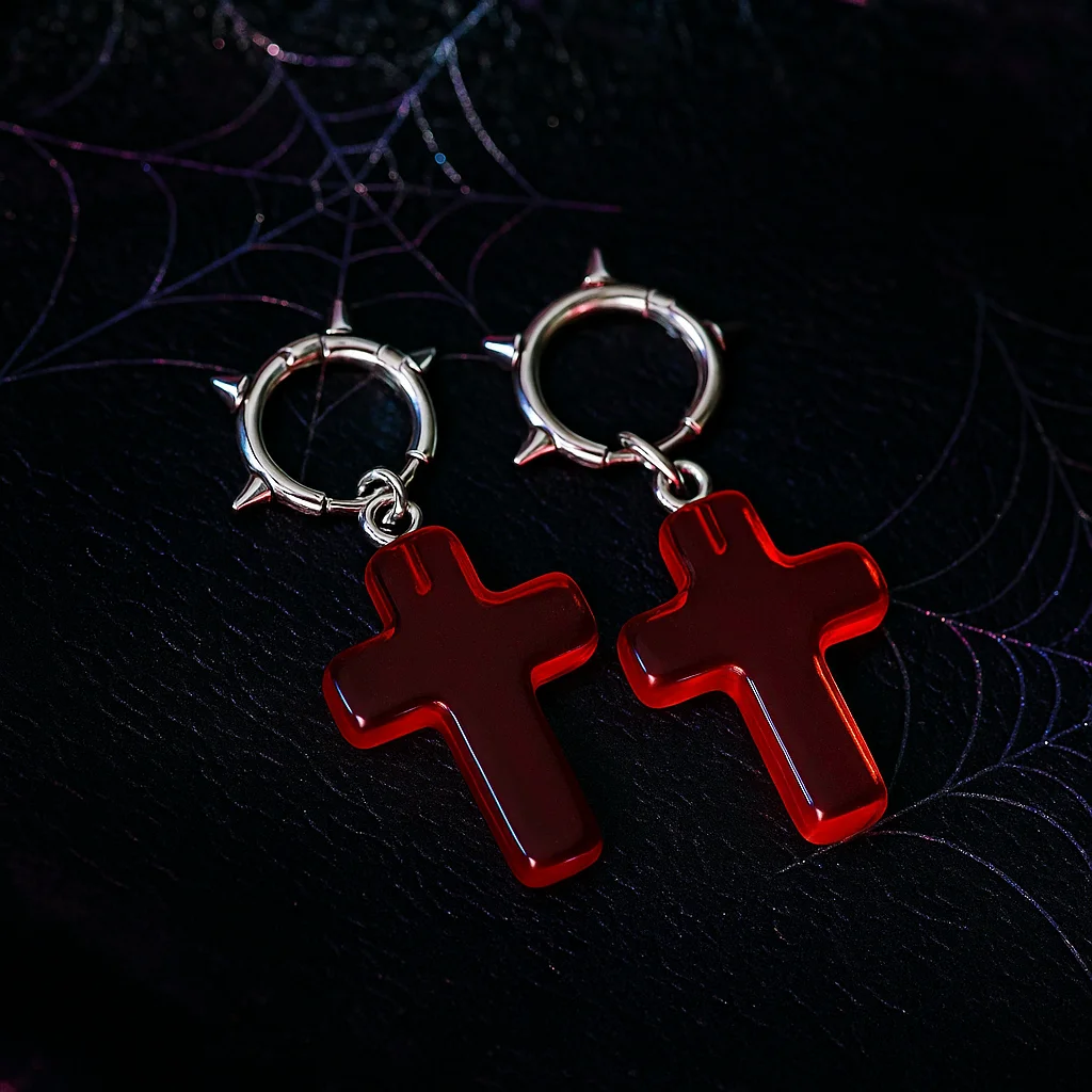 Thorn Heart Gothic Earrings - Unisex Punk Cross Jewelry Gift
